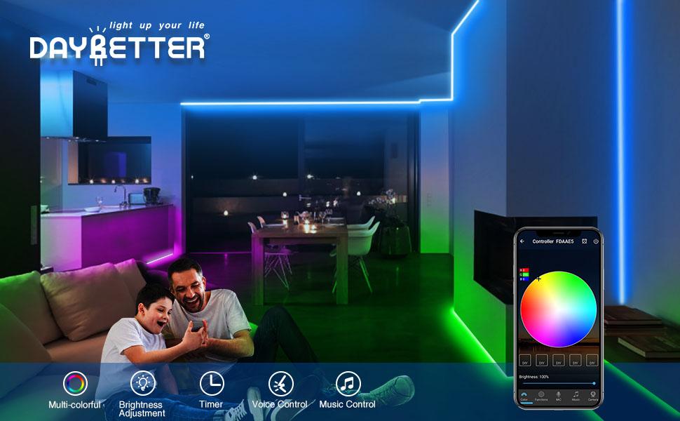 DAYBETTER Smart WiFi App Control Led Strip Lights Work with