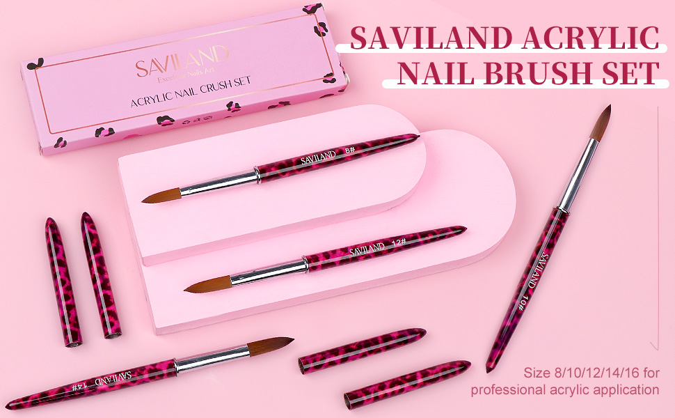 Saviland Kolinsky Acrylic Nail Brush Set 4PCS Professional Acrylic