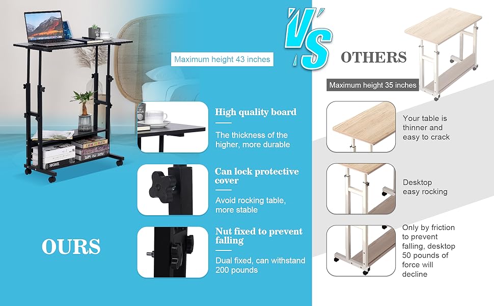 Small Standing Desk Adjustable Height, Mobile Stand Up Desk
