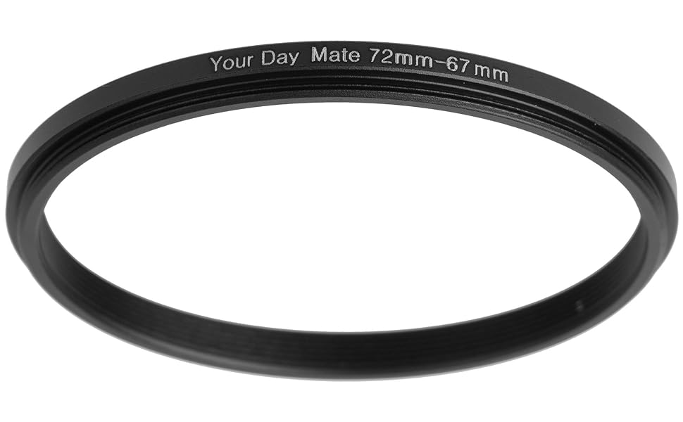 YourDayMate Bague Step Down ultra fine en aluminium pour objectif Ø 72 mm et filtre Ø 67 mm