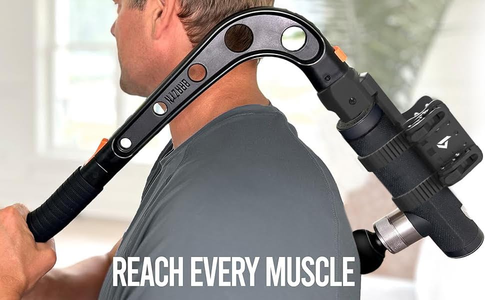 Talon Universal holding massage gun applied on back muscles