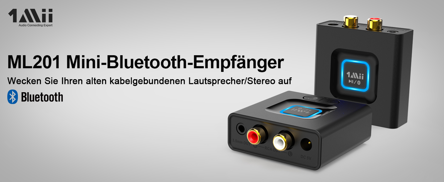 1Mii ML201 Bluetooth Adapter für Stereoanlage, Bluetooth 5.0 Empfänger