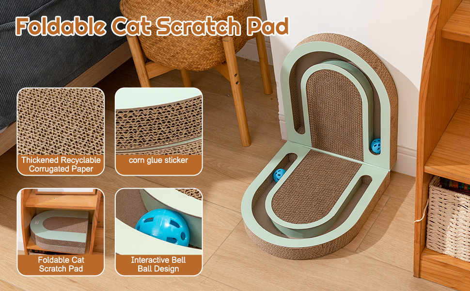 IOKHEIRA Cat Scratcher, Cat Scratching Board with 2 Bell Balls, Recycle