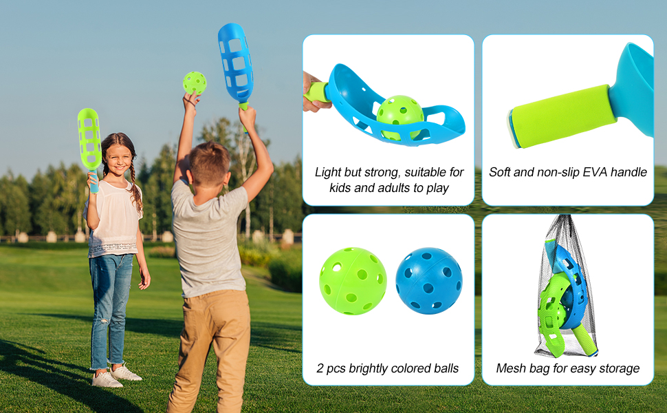 PULEEBO Scoop and Toss Set Outdoor Toys for Kids with 2