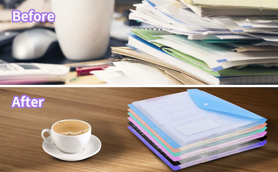 A4 Binder Pocket,ACAREU 12PCS Binder Organizer Snap Button Pouch with