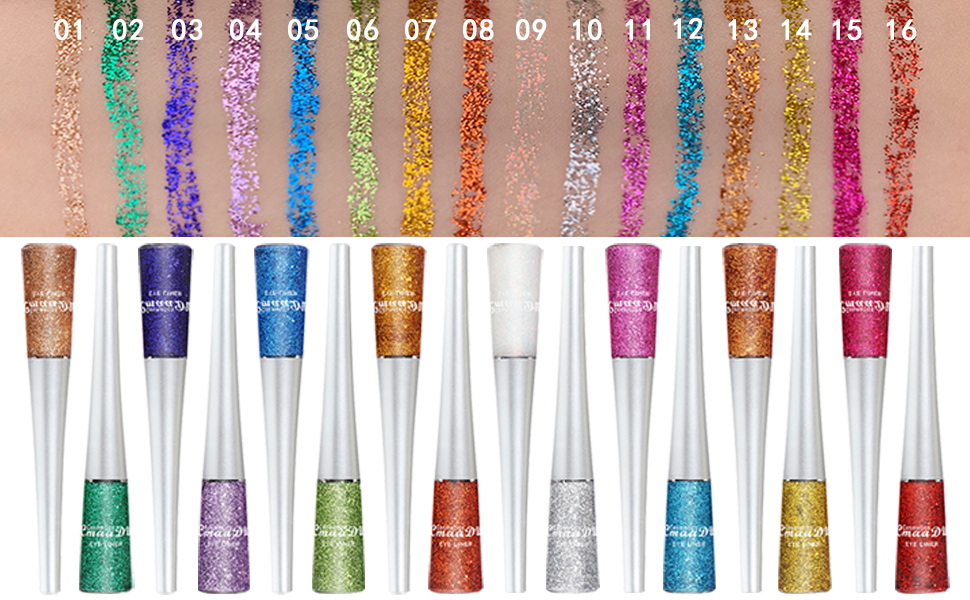 16 Color Glitter Eyeliner Liquid Set