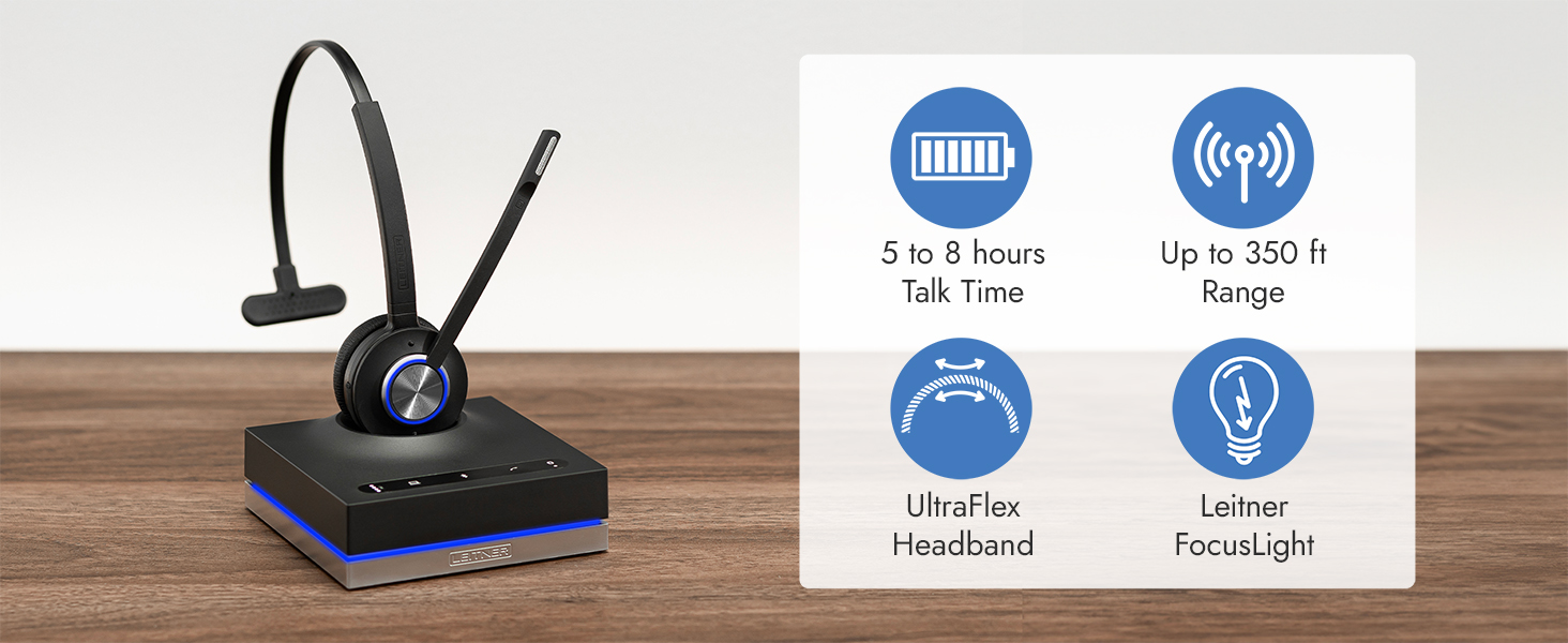 Phone headsets for office phone give up to 8-hours of battery life making it a great office headset 