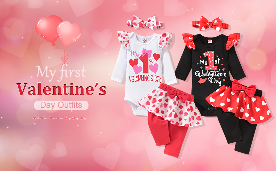 HINTINA Infant Baby Girl My First Valentine's Day Outfits