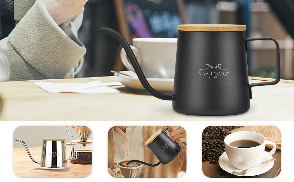 MERMOO YILAN Pour Over Kettle 350ml Stainless Steel Gooseneck Coffee