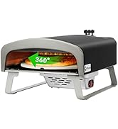 Q Pizza Gas Pizza Oven Portable Propane Pizza Oven with Automatic Rotating Stone for Outdoor Cook...