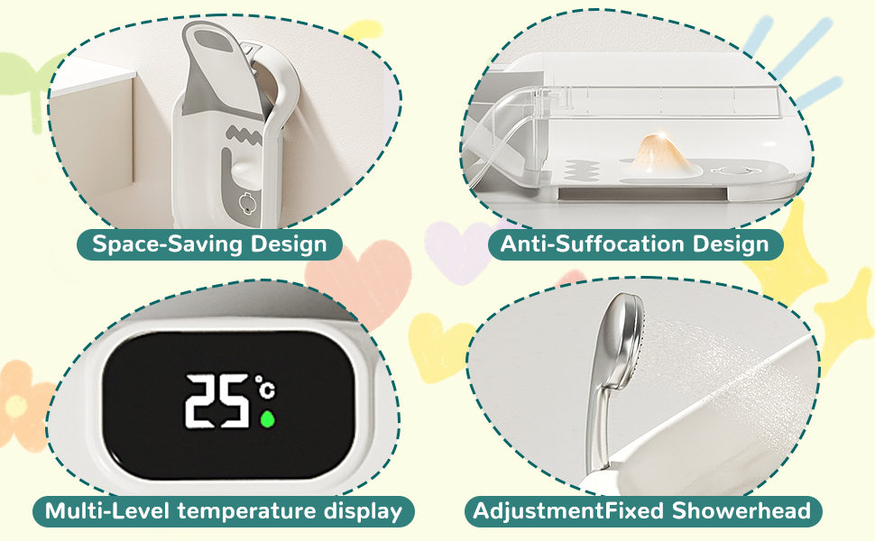 Baby Bath Tub with Real-Time Thermometer