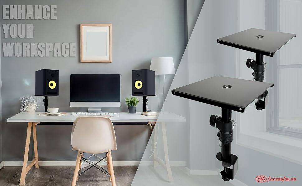 AxcessAbles Desktop Clamp-On Studio Monitor Speaker Stands