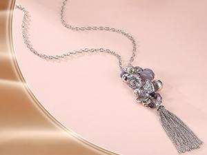 silver long necklace for women