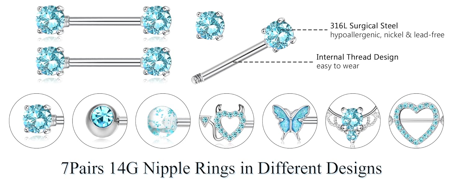 nipple rings 14g