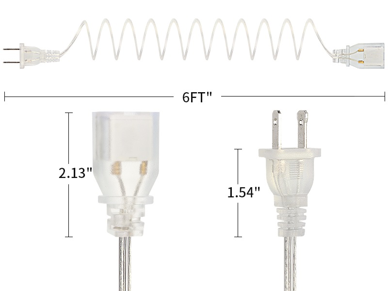 PEESIN Extension Cord 6 Feet, 2 Pack Clear Extension Cord