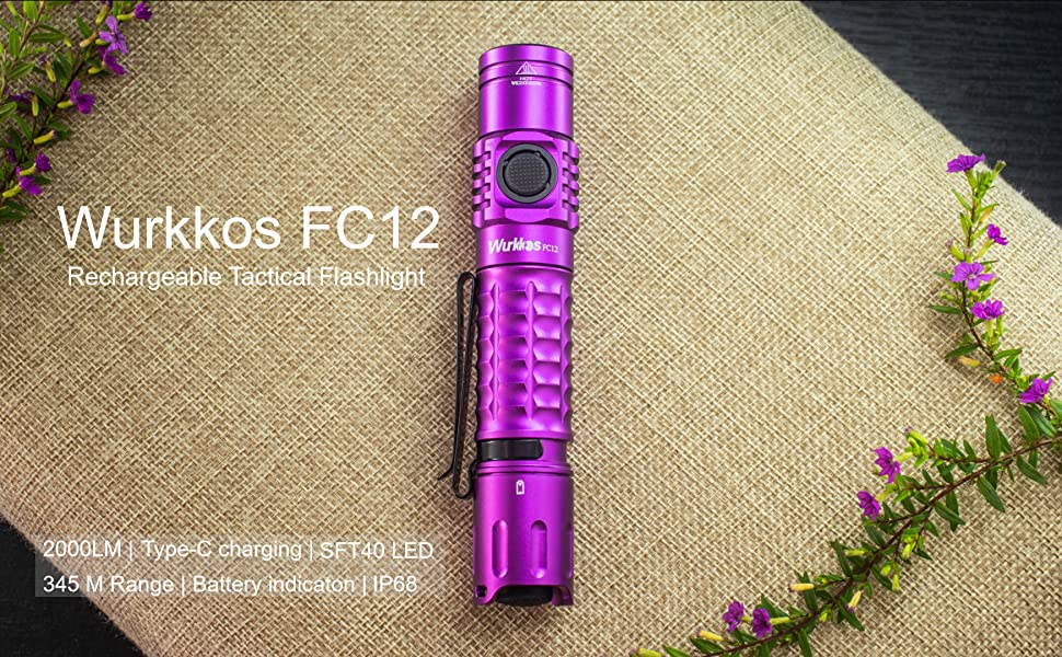 Wurkkos FC12 Tactical EDC Torch USB C Rechargeable, Super Bright