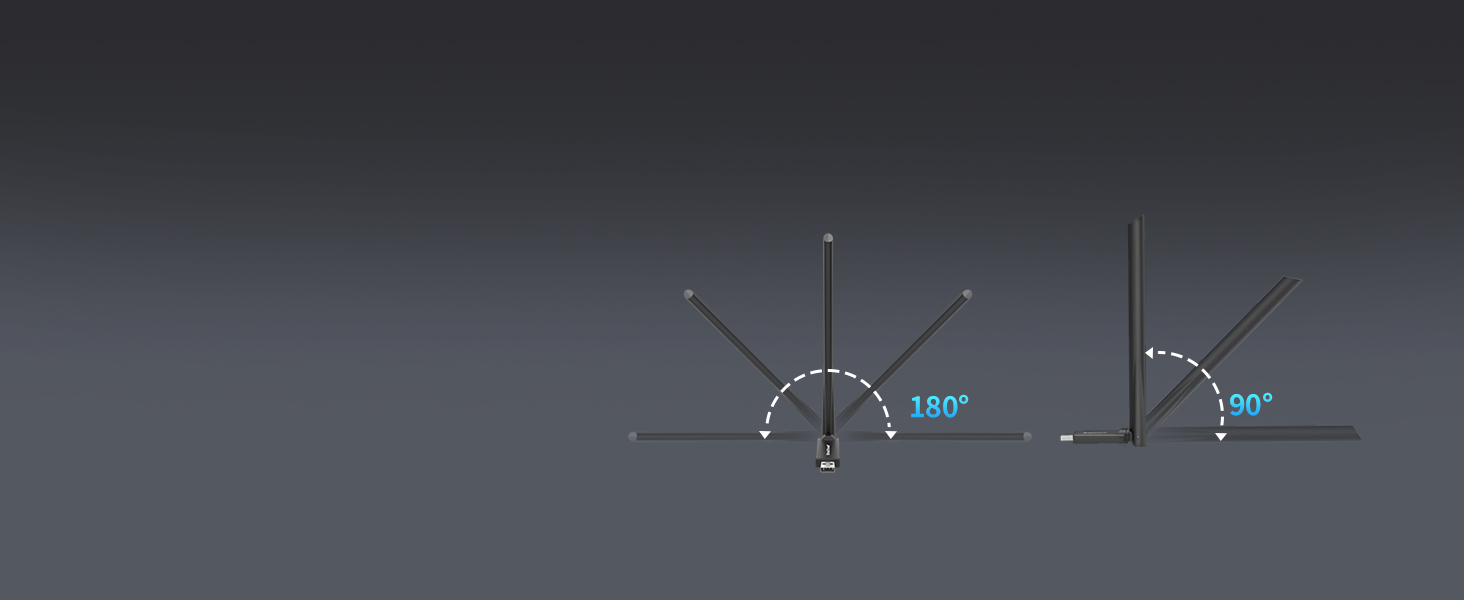 6dBi High-Gain Rotatable Antenna of the USB WiFi 6 Adapter Enhances WiFi Signal Reception