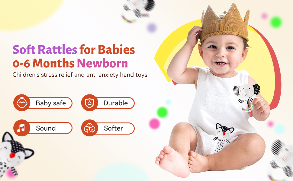 Baby Rattles 06 Months,Soft Rattles for Babies 06 Months
