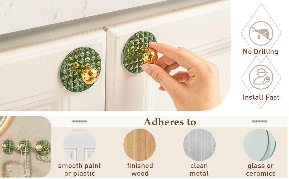CcHhyyt 6 Pack SelfAdhesive Knobs for Acrylic Diamond Shaped