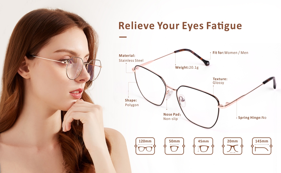 Baytion Blue Light Blocking Glasses Polygonal Computer Game Glasses for