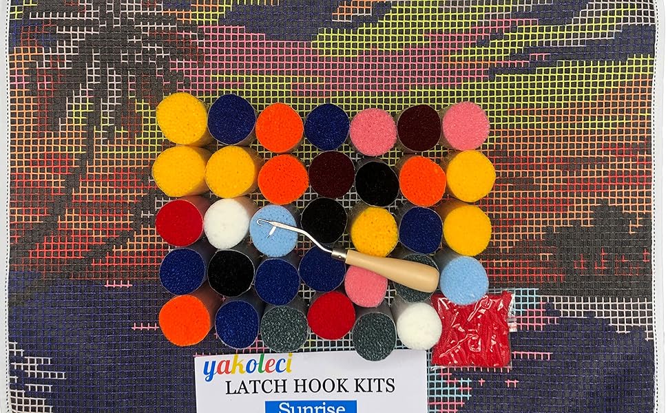 Latch Hook Kits for Adults, Color Printed DIY Rug Carpet
