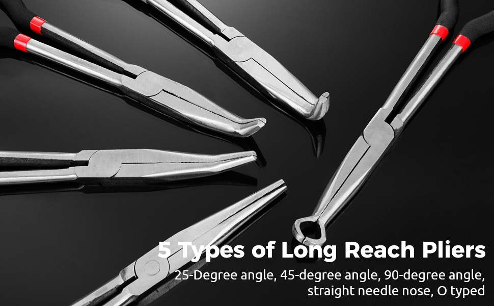 yeesport 11Inch Long Nose Pliers, 5 Pack Needle Nose Pliers Set, 90