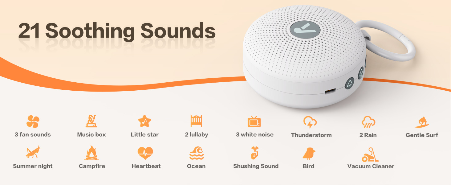 portable noise machine with 21 Soothing Sounds