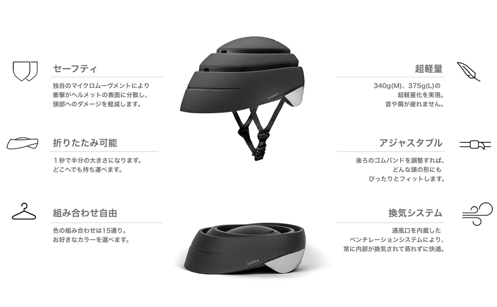 Amazon | Closca ループ 自転車ヘルメット大人用 半分に折りたたみ可能
