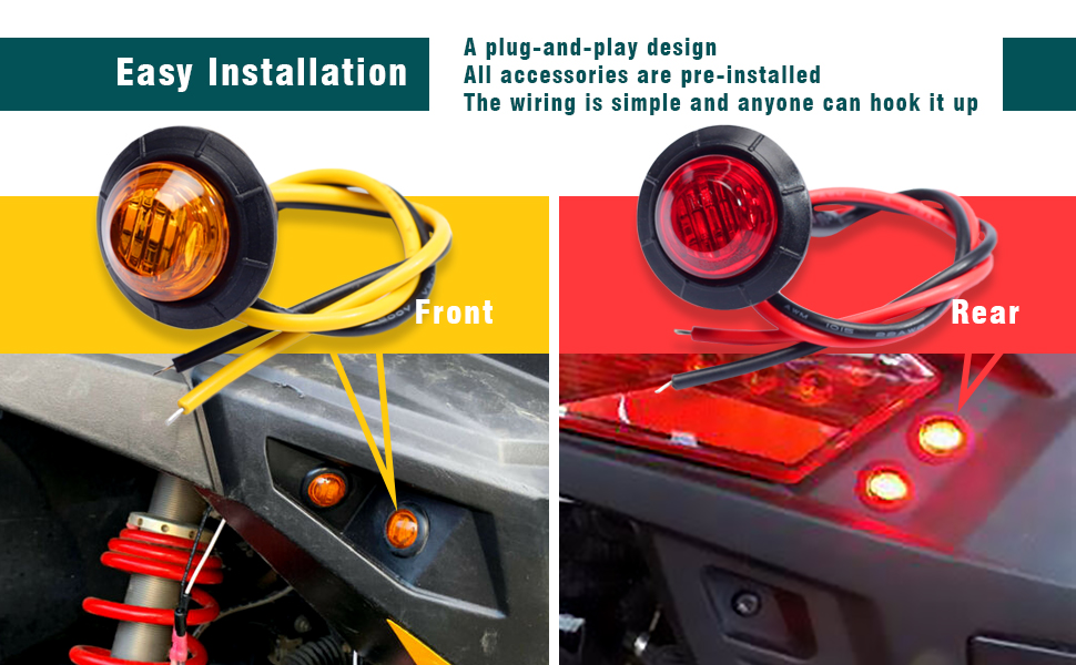ATV UTV Turn Signal Kit with Turn Signal Rocker Switch Compatible with Polaris RZR