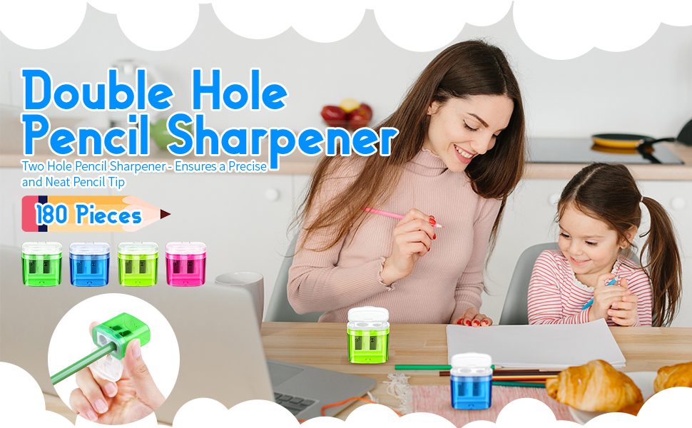 Aodaer 180 Pieces Manual Pencil Sharpeners with Lids