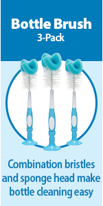 Dr. Brown's Bottle Brush 3-Pack - Combination bristles and sponge head make bottle cleaning easy