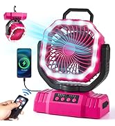 Odoland 20000mAh Portable Camping Fan with LED Light, Rechargeable Battery Operated Oscillating F...