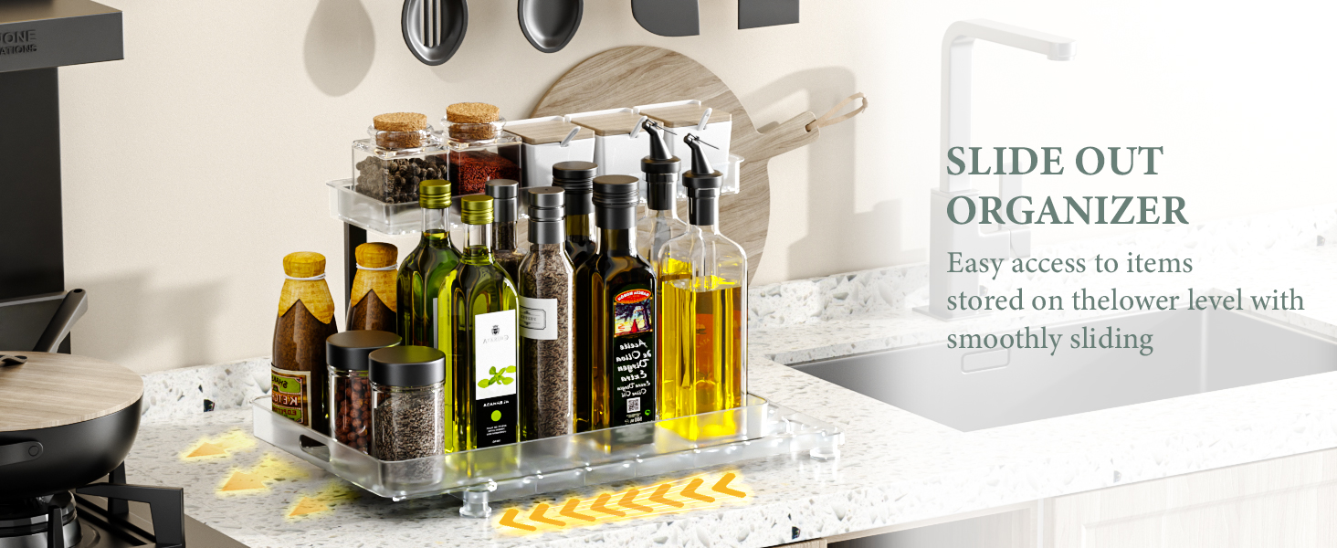 Under Sink Organizer and Storage, 2 Tier Sliding Under Sink Shelf, L