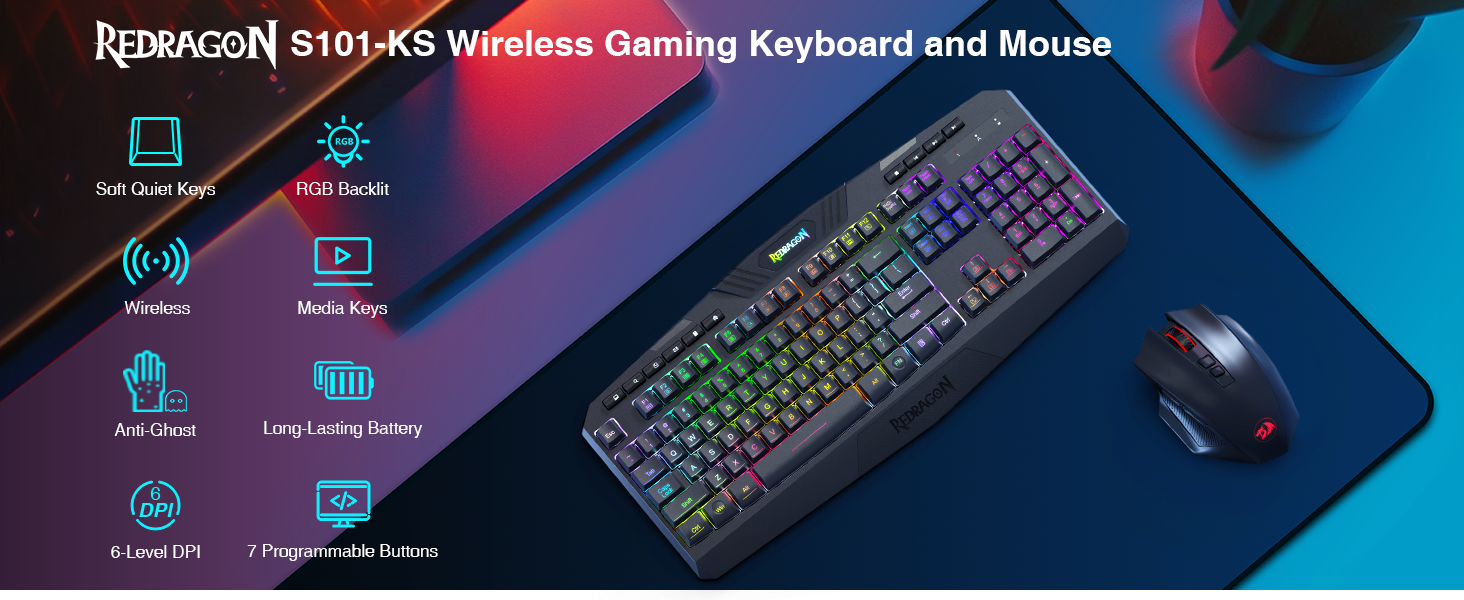 Wireless Gaming Keyboard and Mouse