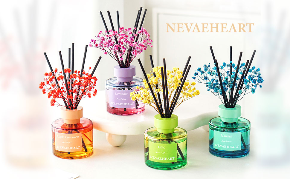 NEVAEHEART Preserved Real Flower Reed Diffuser, Lavender