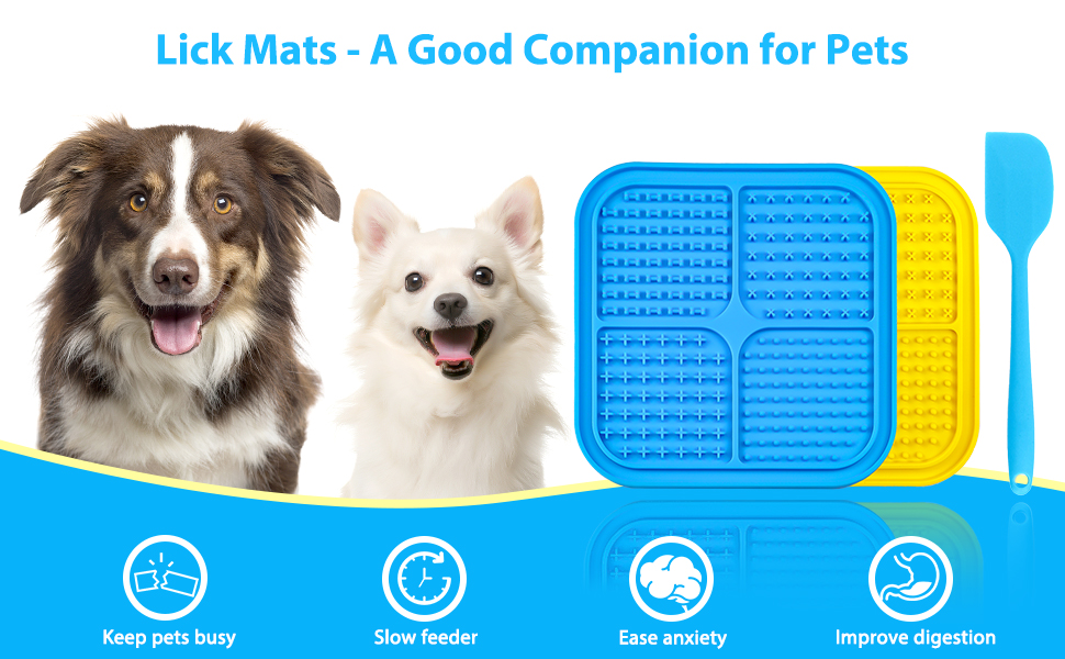 Nepfaivy Licky Mats for Dogs and Cats 7.8in/20cm 2Pack Lick Mats for Dogs with 1 Pcs Spatula