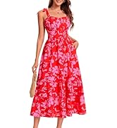 BeryLove Women's Floral Sundresses 2025 Spaghetti Strap Summer Midi Wedding Guest Dress
