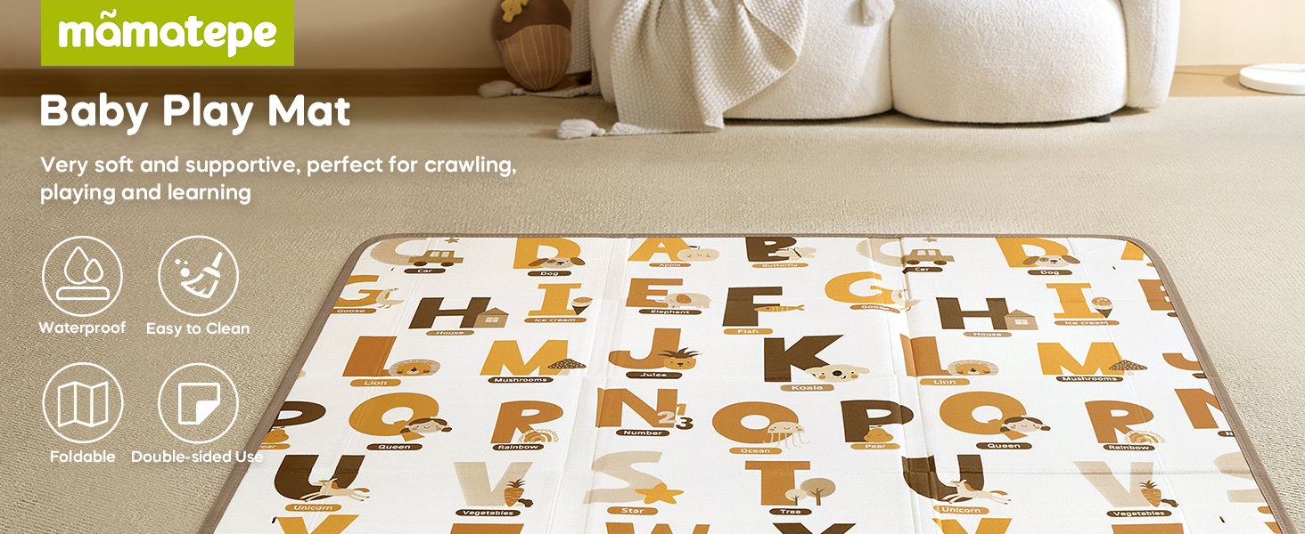 Baby Play Mat for Baby Activity, 50 x 50 Playpen Mat