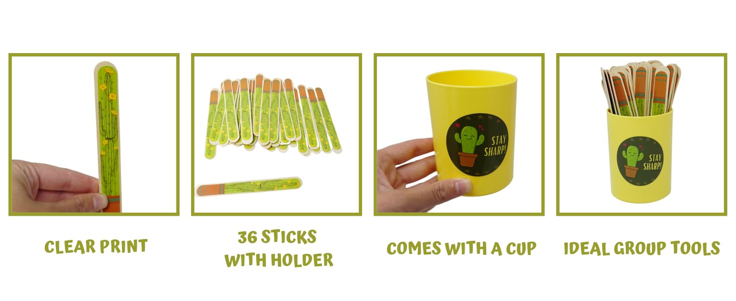 36 Pcs Cactus Flip Sticks with Storage Cup, Flip Name