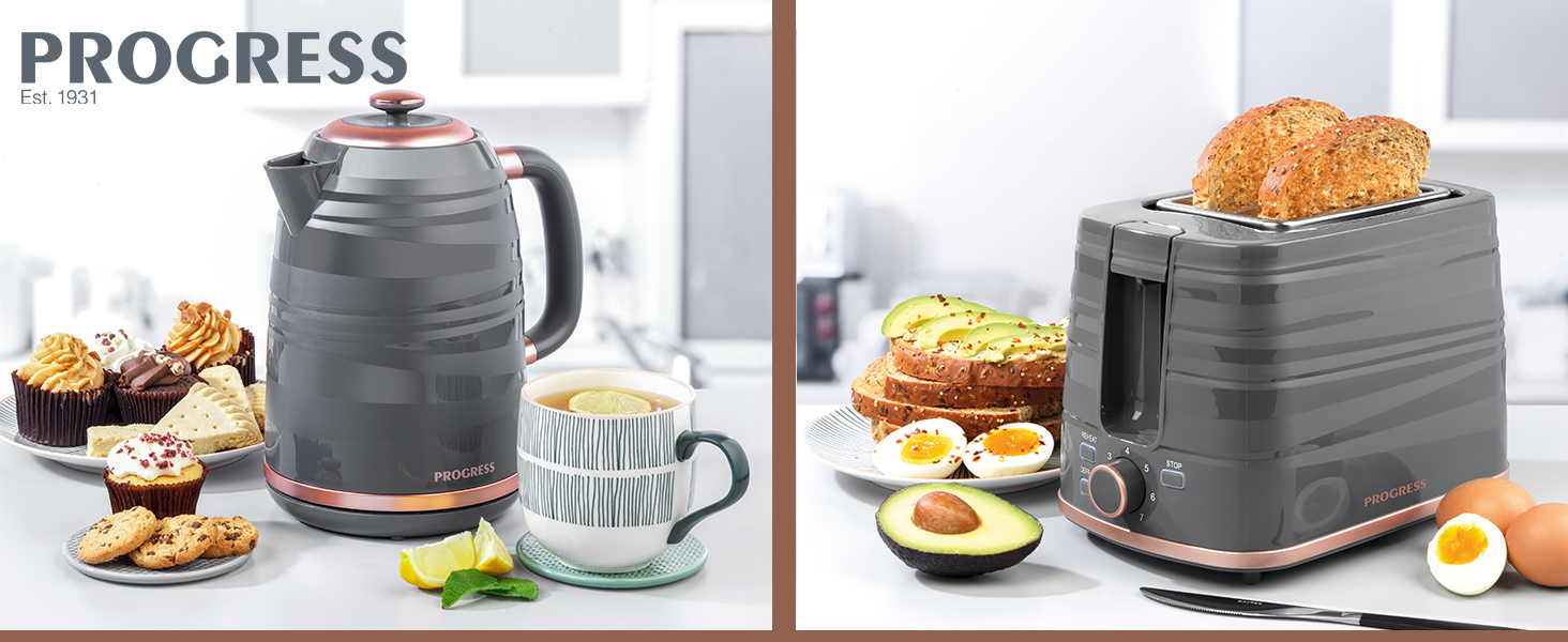 Progress EK4126PBRG 1.7L Jupiter Jug Kettle, Swirl Effect Finish