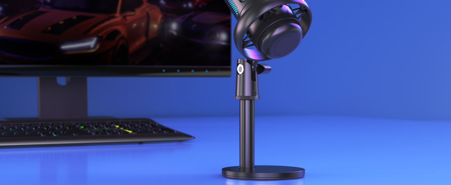 NJSJ USB Microphone for PC, RGB Gaming Mic with Mute Button, Condenser