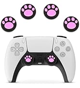 4Pcs Cat Paw Pink Ps5 Thumbstick Grips - Controller Accessories for Ps4, Ps3, Steam Deck, Xbox an...