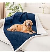 Smiry Waterproof Blanket Throw for Large Dogs, Soft Reversible Dog Blanket for Sofa Couch Bed, Wa...