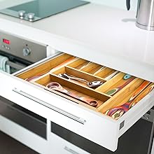 Expandable Silverware Organizer and Utensil Holder, 8 Compartments with Dividers