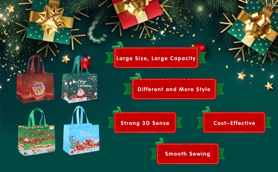 16Pcs Christmas Gift Bags,Large Christmas Bags for Gifts