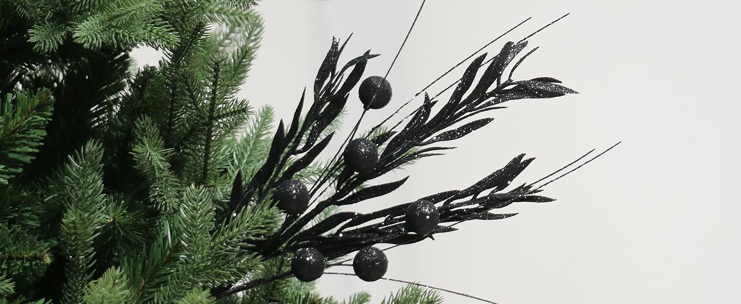 RoseCraft 10PCS Christmas Tree Decorations, Artificial Glitter Berry Stems Branches