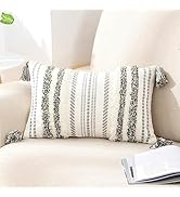 decorUhome Decorative Boho Throw Pillow Covers 12x20, Lumbar Accent Neutral Tufted Pillow Covers ...