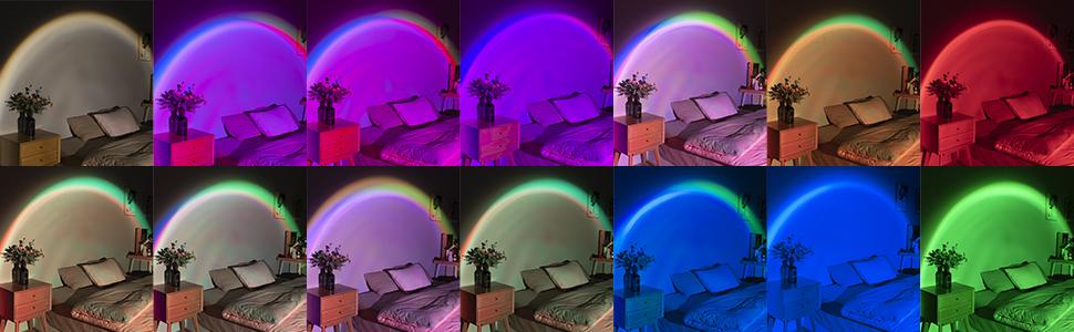 17 Lighting Modes Of USB LED Rainbow Sunset Projector