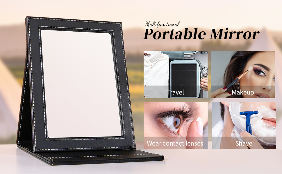 Eono Portable Travel Makeup Mirror with Stand Compact Vanity Folding