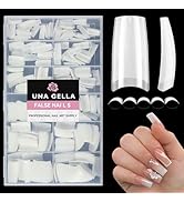 UNA GELLA Acrylic Nail Tips White Half Cover False Nails Tips French Style Square Gel Nail Tips 5...